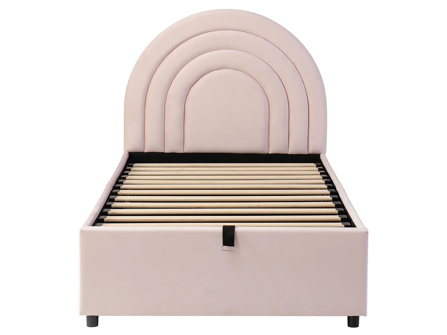 Kinderbed 90*200, met lattenbodem en hoofdeinde, fluweel, roze
