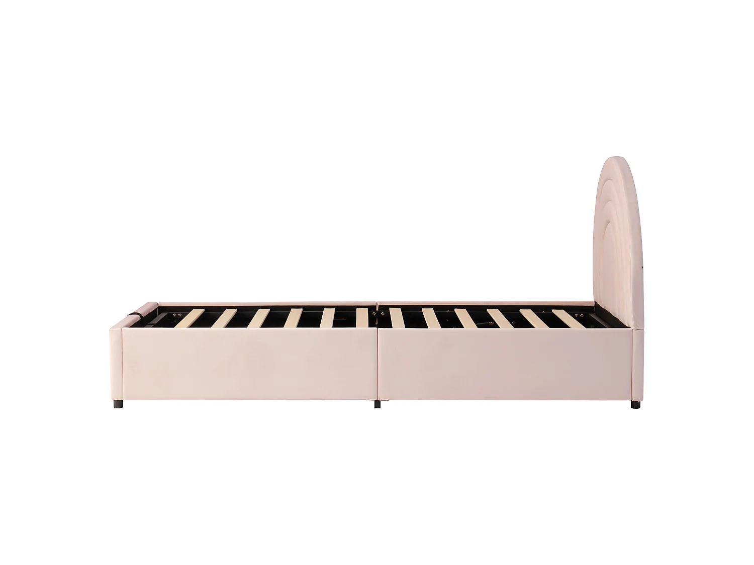 Kinderbed 90*200, met lattenbodem en hoofdeinde, fluweel, roze