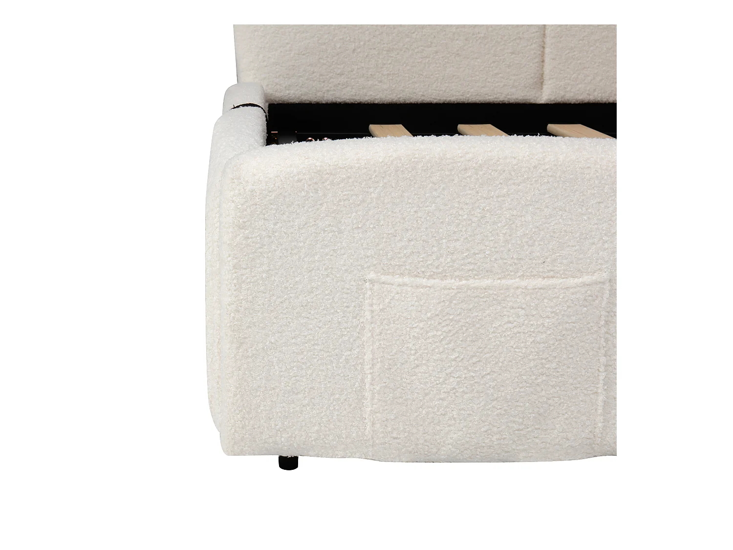 Gepolstertes Kinderbett 90x200 cm, mit Lattenrost, Buchla-Stoff, USB-Ladegerät, Aufbewahrungstasche, beige