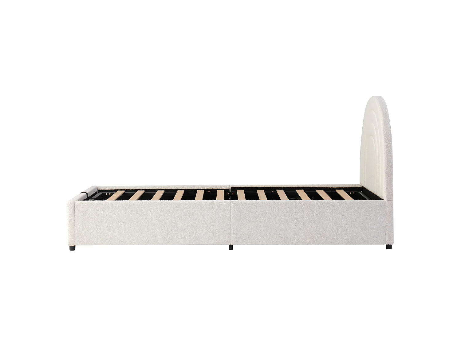 Lit enfant 90*200, avec sommier à lattes et tête de lit, tissu Buchla,beige