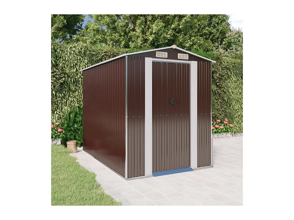 Garden Furniture -  Abri de jardin Marron foncé 192x274x223 cm Acier galvanisé