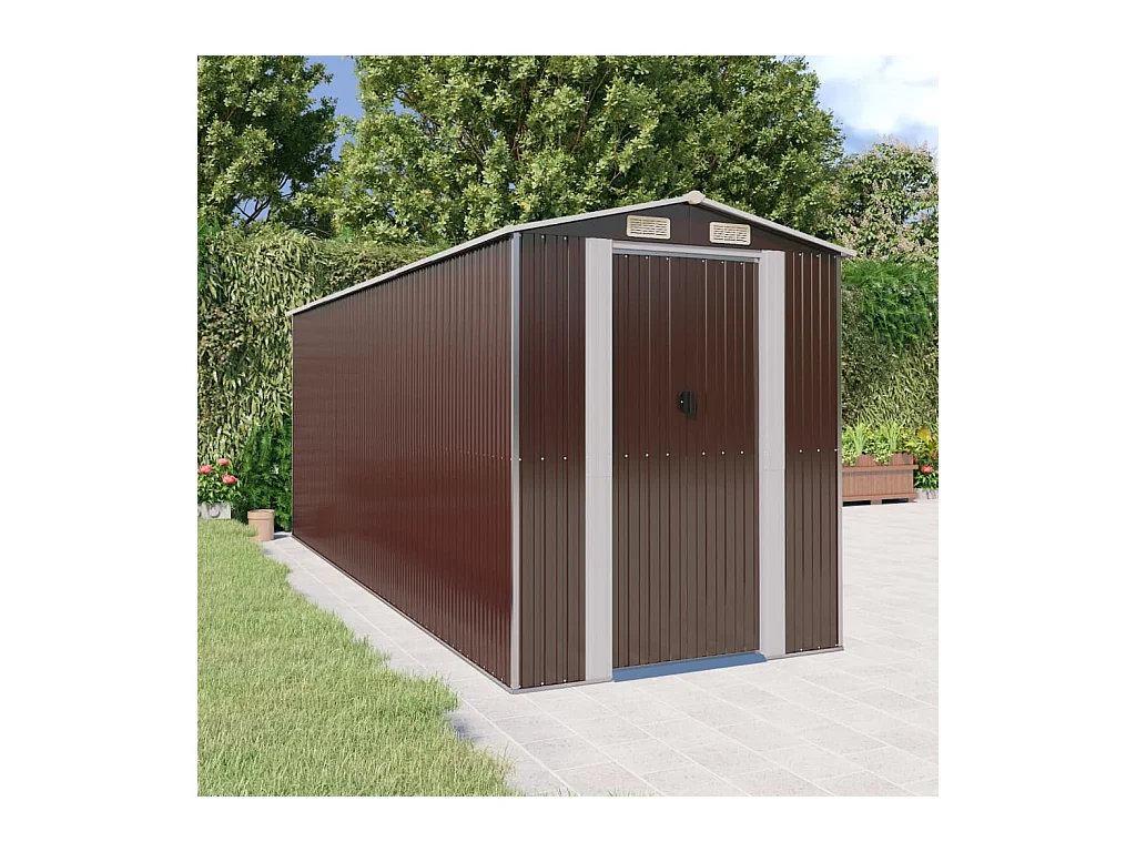 Garden Furniture -  Abri de jardin Marron foncé 192x523x223 cm Acier galvanisé