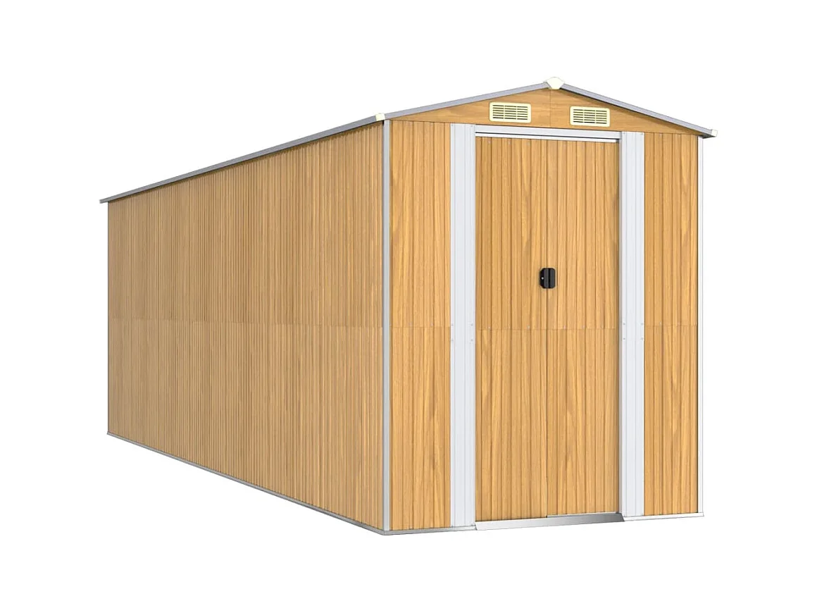 Garden Furniture -  Abri de jardin Marron clair 192x606x223 cm Acier galvanisé