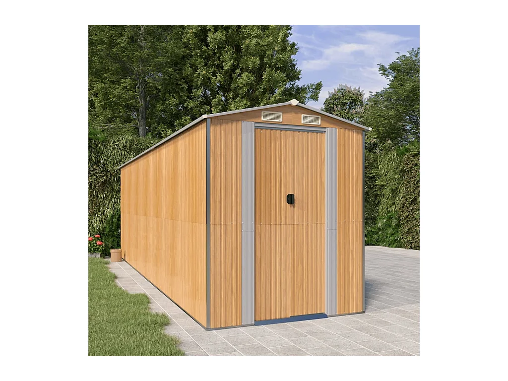 Garden Furniture -  Abri de jardin Marron clair 192x606x223 cm Acier galvanisé