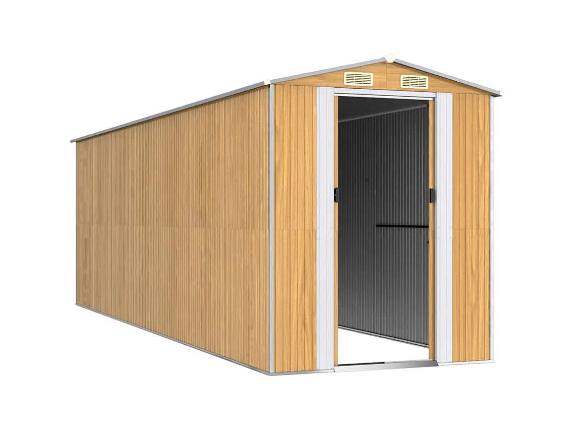 Garden Furniture -  Abri de jardin Marron clair 192x606x223 cm Acier galvanisé