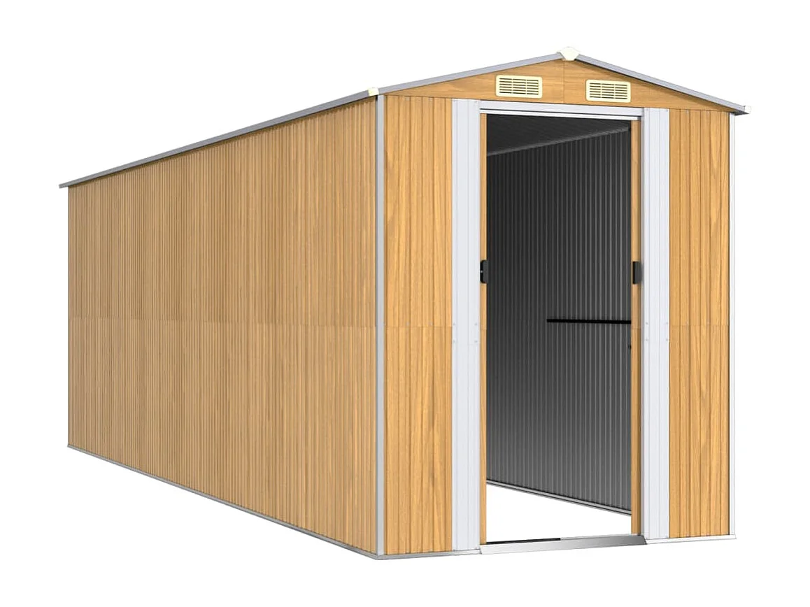 Garden Furniture -  Tuinschuur 192x606x223 cm gegalvaniseerd staal lichtbruin