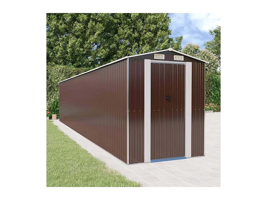 Garden Furniture -  Abri de jardin Marron foncé 192x938x223 cm Acier galvanisé