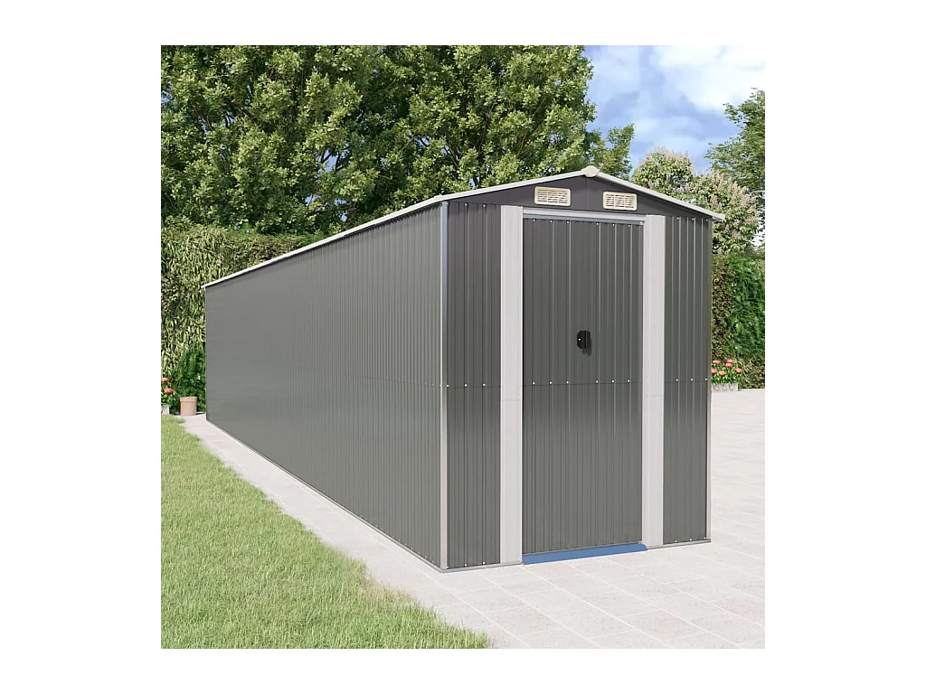 Garden Furniture -  Abri de jardin Gris clair 192x938x223 cm Acier galvanisé