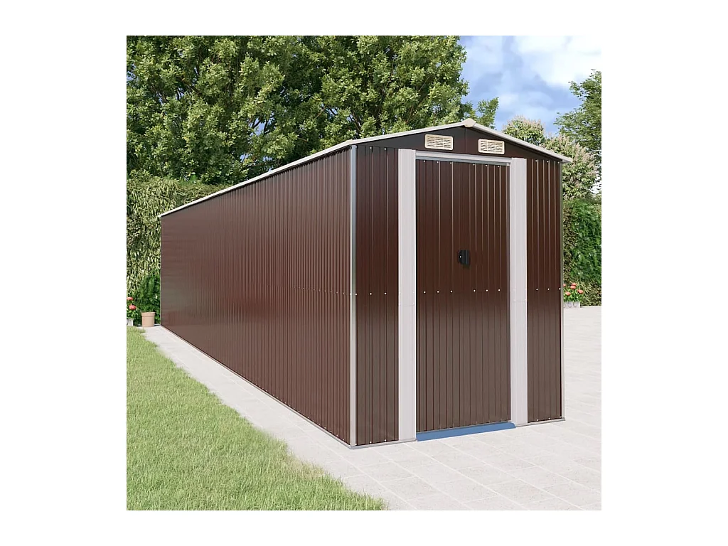 Garden Furniture -  Abri de jardin Marron foncé 192x855x223 cm Acier galvanisé