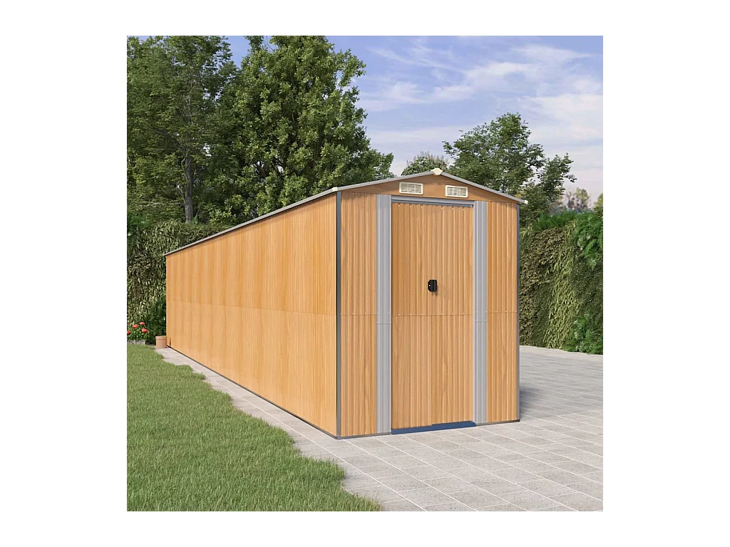 Garden Furniture -  Abri de jardin Marron clair 192x938x223 cm Acier galvanisé