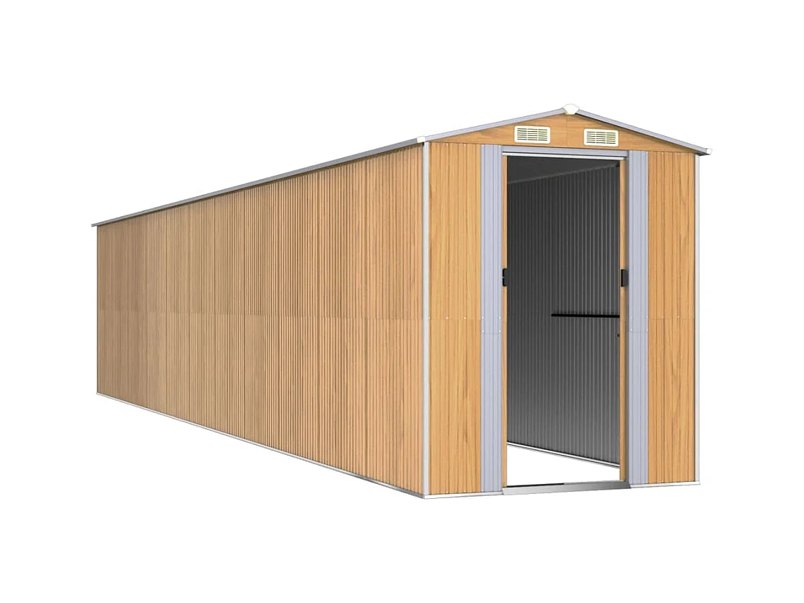 Garden Furniture -  Abri de jardin Marron clair 192x938x223 cm Acier galvanisé