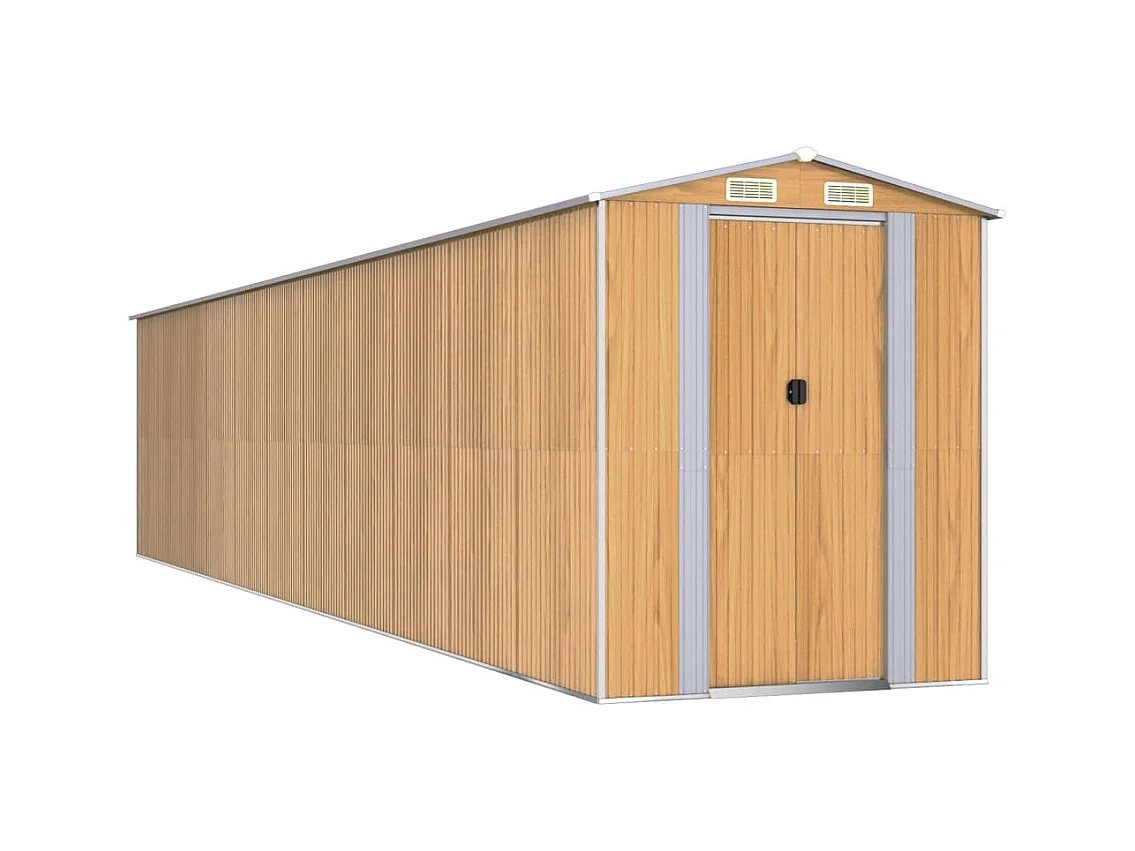 Garden Furniture -  Abri de jardin Marron clair 192x938x223 cm Acier galvanisé