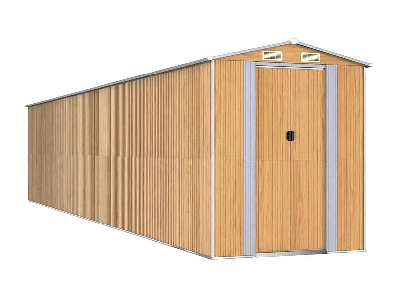 Garden Furniture -  Abri de jardin Marron clair 192x938x223 cm Acier galvanisé