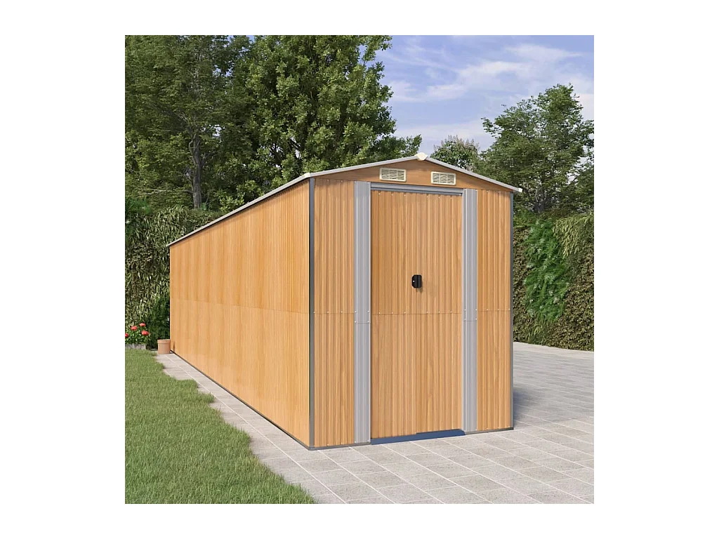 Garden Furniture -  Abri de jardin Marron clair 192x772x223 cm Acier galvanisé