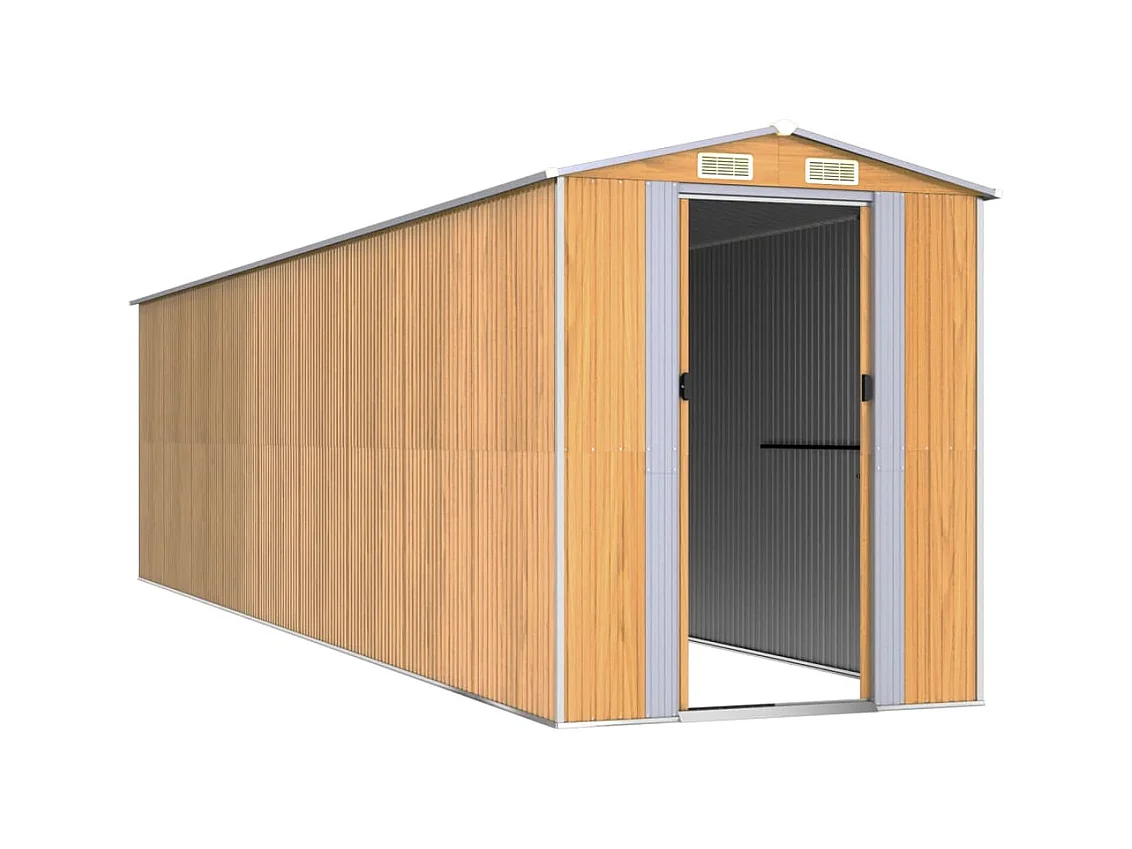 Garden Furniture -  Abri de jardin Marron clair 192x772x223 cm Acier galvanisé