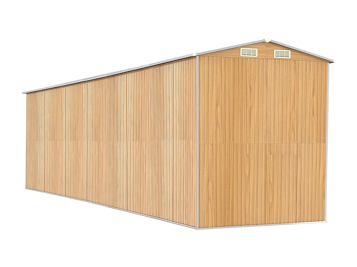 Garden Furniture -  Tuinschuur 192x772x223 cm gegalvaniseerd staal lichtbruin