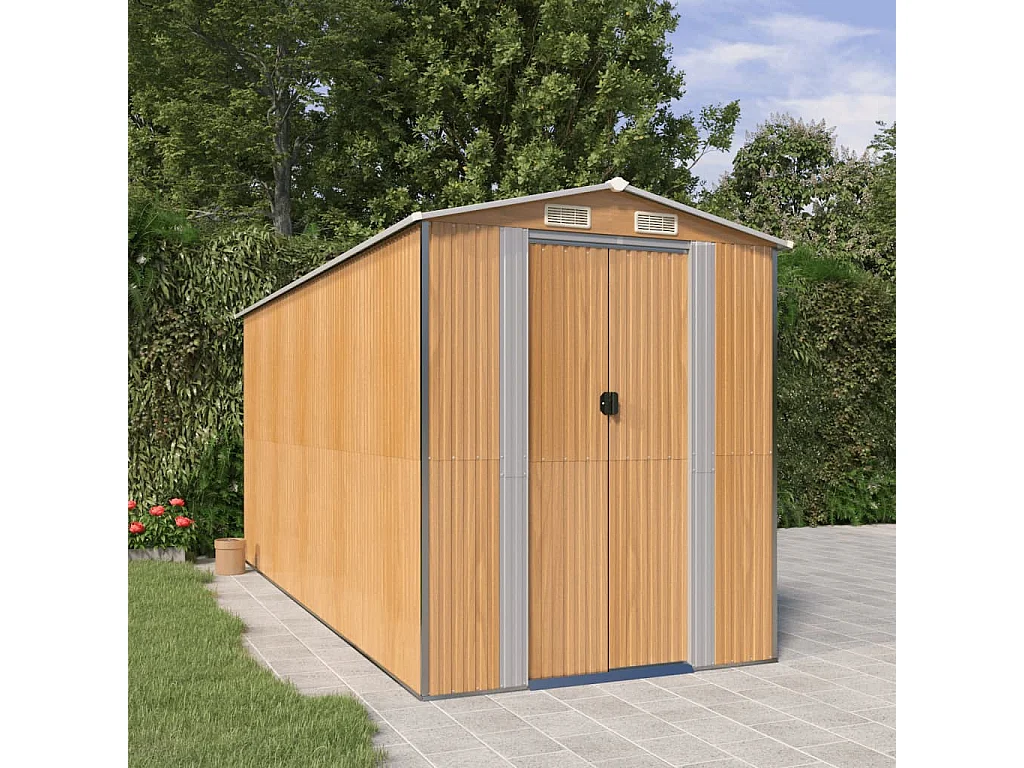 Garden Furniture -  Tuinschuur 192x440x223 cm gegalvaniseerd staal lichtbruin