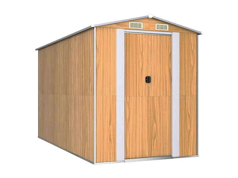 Garden Furniture -  Abri de jardin Marron clair 192x357x223 cm Acier galvanisé