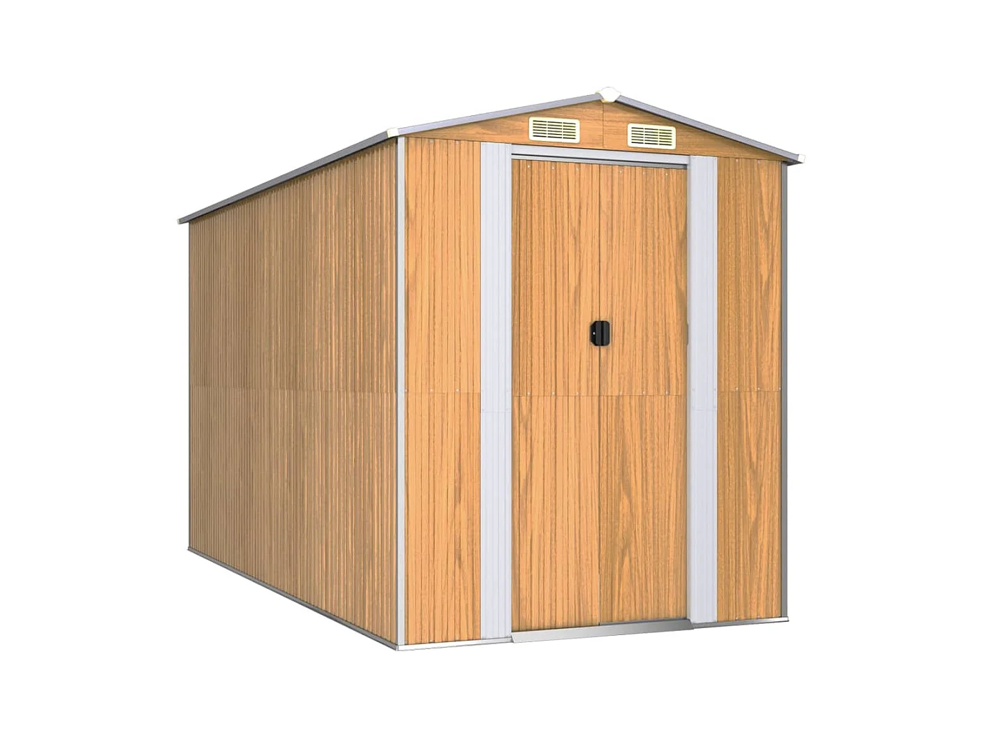 Garden Furniture -  Abri de jardin Marron clair 192x357x223 cm Acier galvanisé