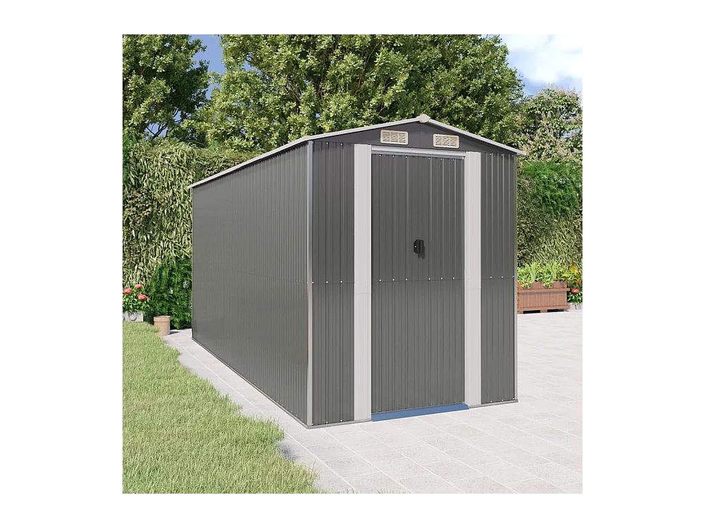 Garden Furniture -  Abri de jardin Gris clair 192x440x223 cm Acier galvanisé