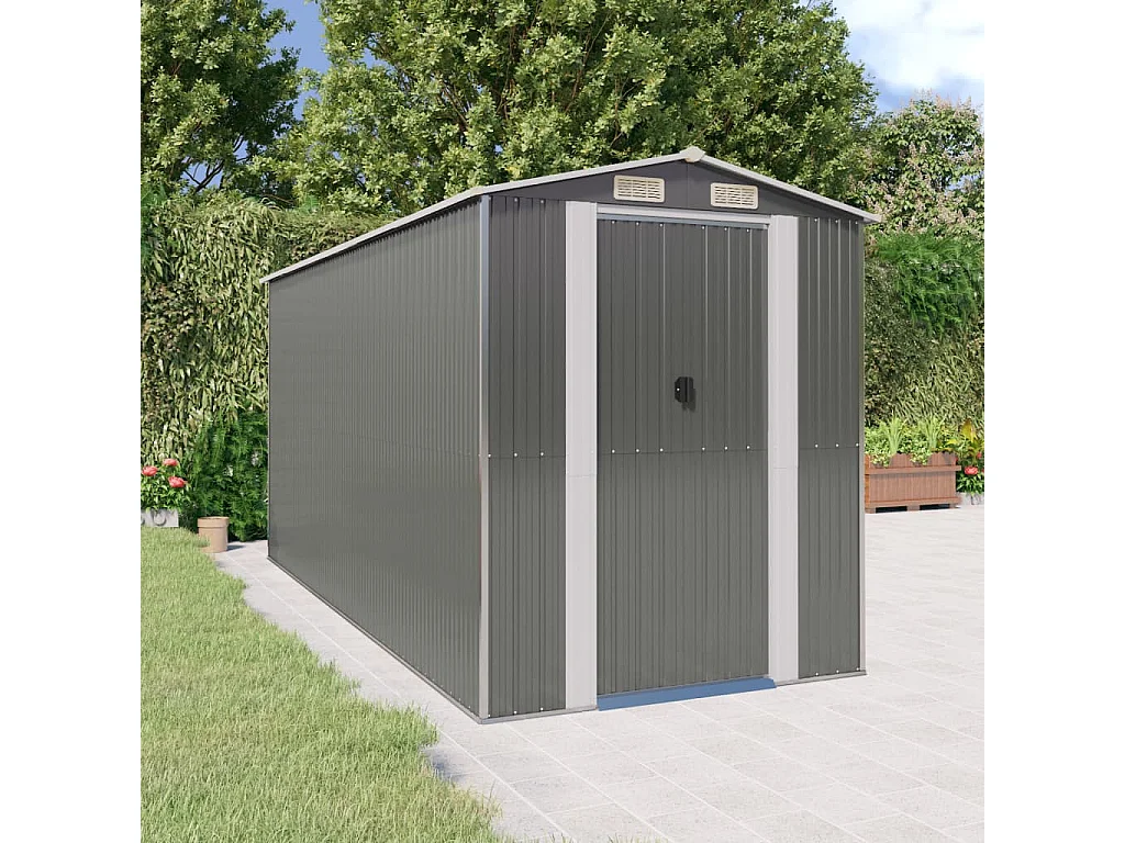 Garden Furniture -  Abri de jardin Gris clair 192x440x223 cm Acier galvanisé