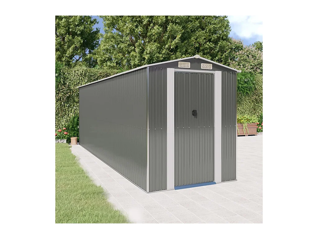 Garden Furniture -  Abri de jardin Gris clair 192x606x223 cm Acier galvanisé