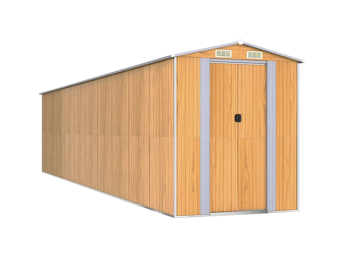 Garden Furniture -  Abri de jardin Marron clair 192x855x223 cm Acier galvanisé
