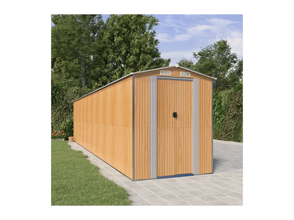 Garden Furniture -  Abri de jardin Marron clair 192x855x223 cm Acier galvanisé