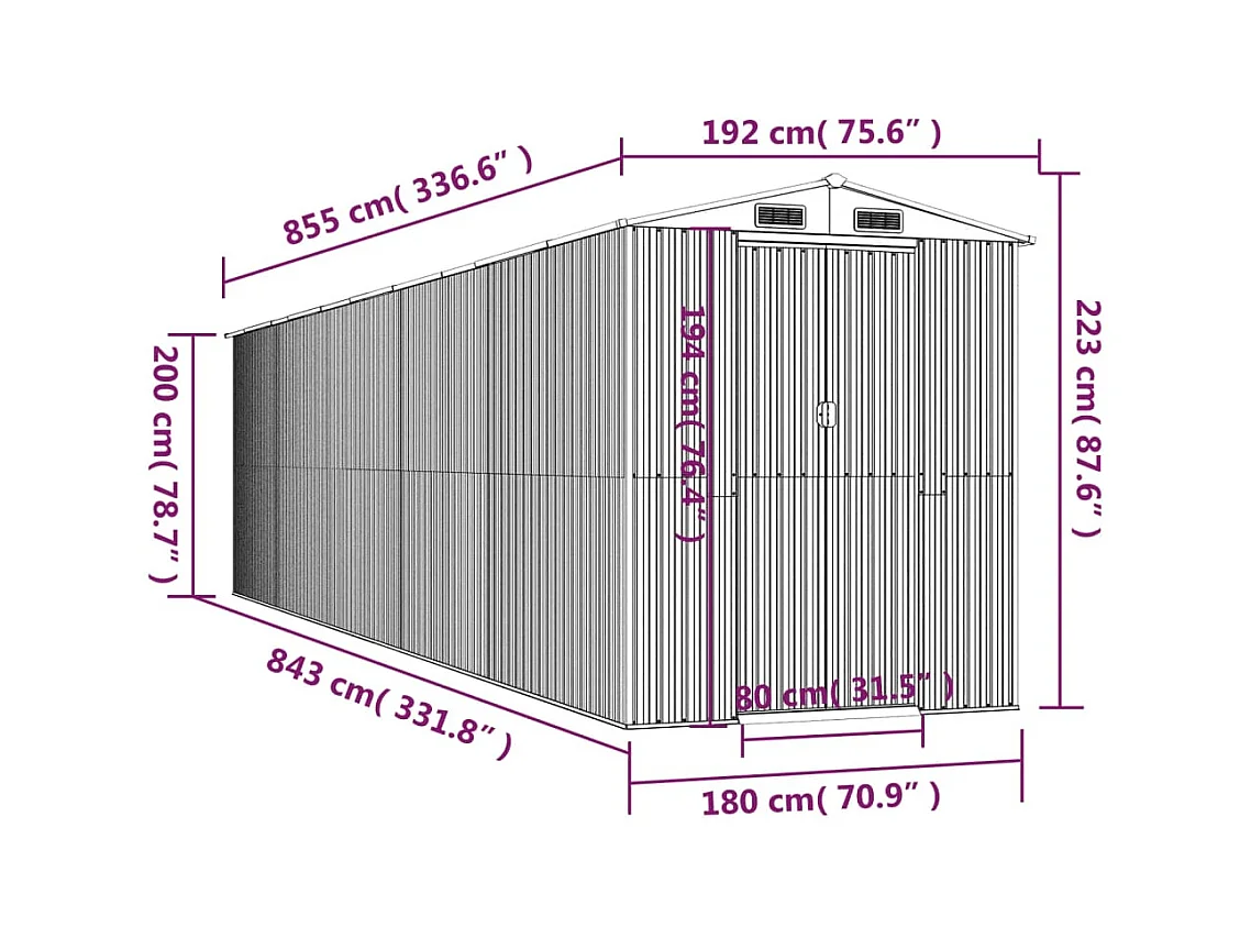Garden Furniture -  Abri de jardin Marron clair 192x855x223 cm Acier galvanisé