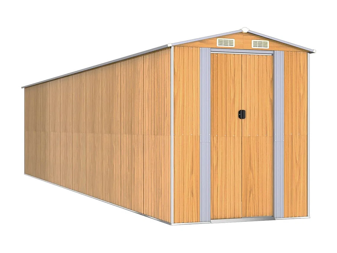Garden Furniture -  Tuinschuur 192x855x223 cm gegalvaniseerd staal lichtbruin