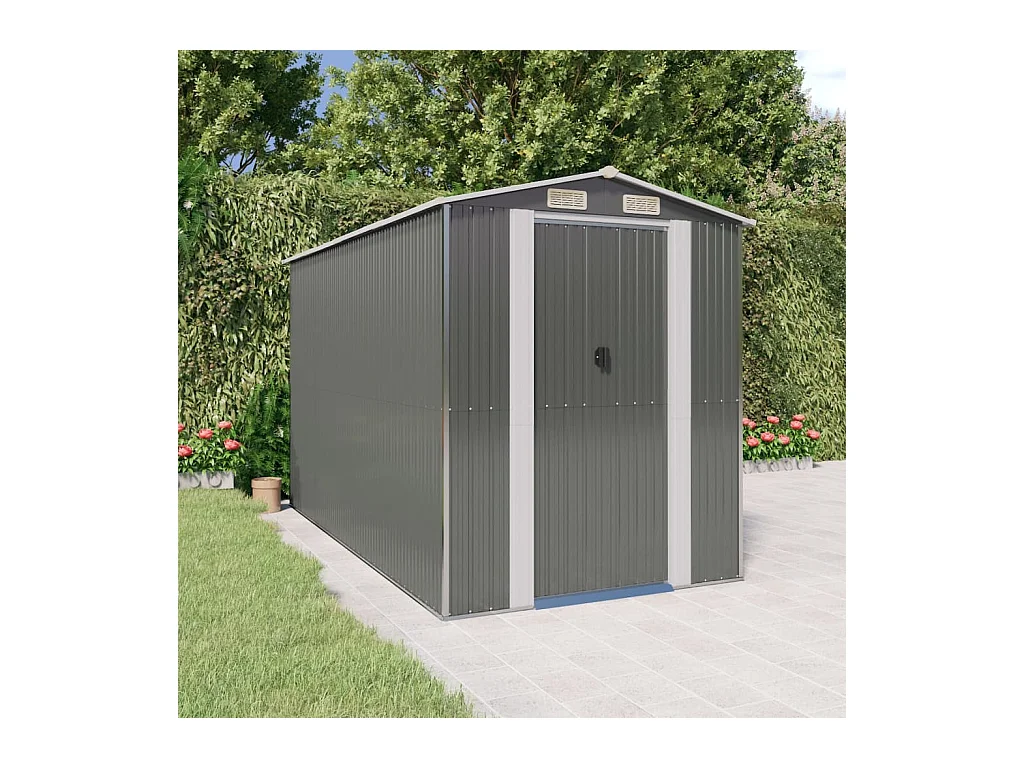 Garden Furniture -  Abri de jardin Gris clair 192x357x223 cm Acier galvanisé