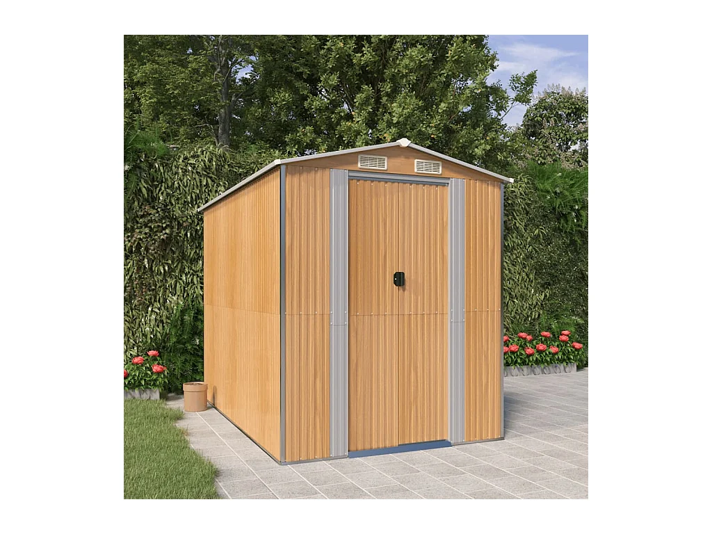 Garden Furniture -  Abri de jardin Marron clair 192x274x223 cm Acier galvanisé