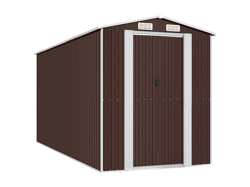 Garden Furniture -  Tuinschuur 192x440x223 cm gegalvaniseerd staal donkerbruin
