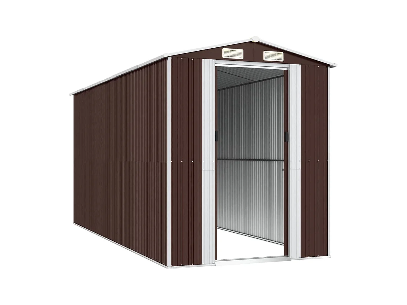 Garden Furniture -  Abri de jardin Marron foncé 192x440x223 cm Acier galvanisé