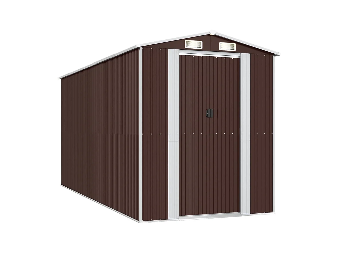 Garden Furniture -  Abri de jardin Marron foncé 192x440x223 cm Acier galvanisé