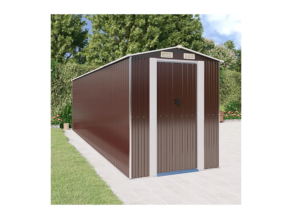 Garden Furniture -  Abri de jardin Marron foncé 192x689x223 cm Acier galvanisé