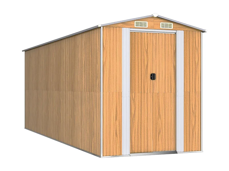 Garden Furniture -  Tuinschuur 192x523x223 cm gegalvaniseerd staal lichtbruin