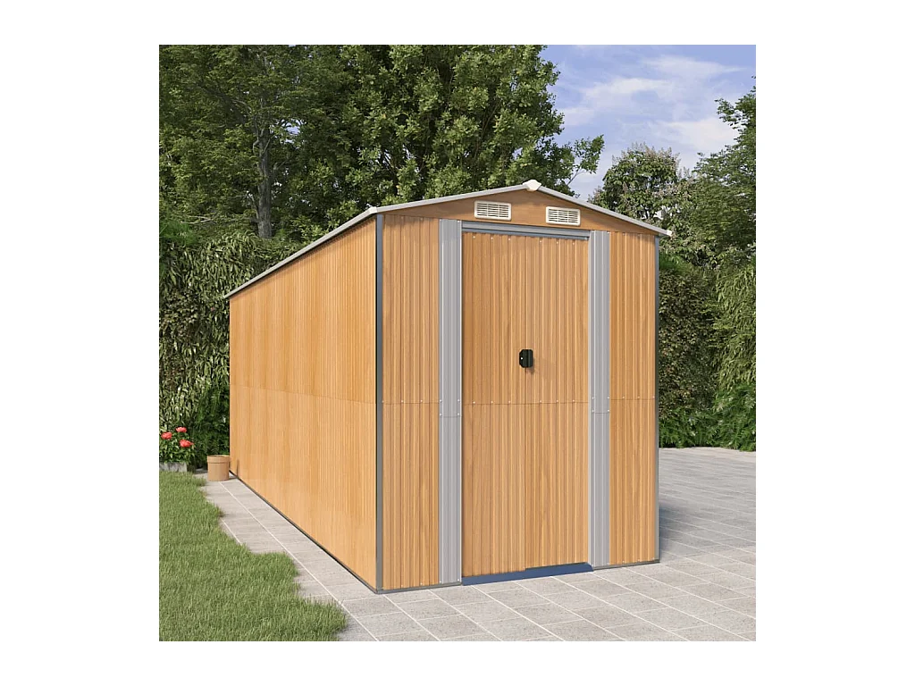 Garden Furniture -  Abri de jardin Marron clair 192x523x223 cm Acier galvanisé