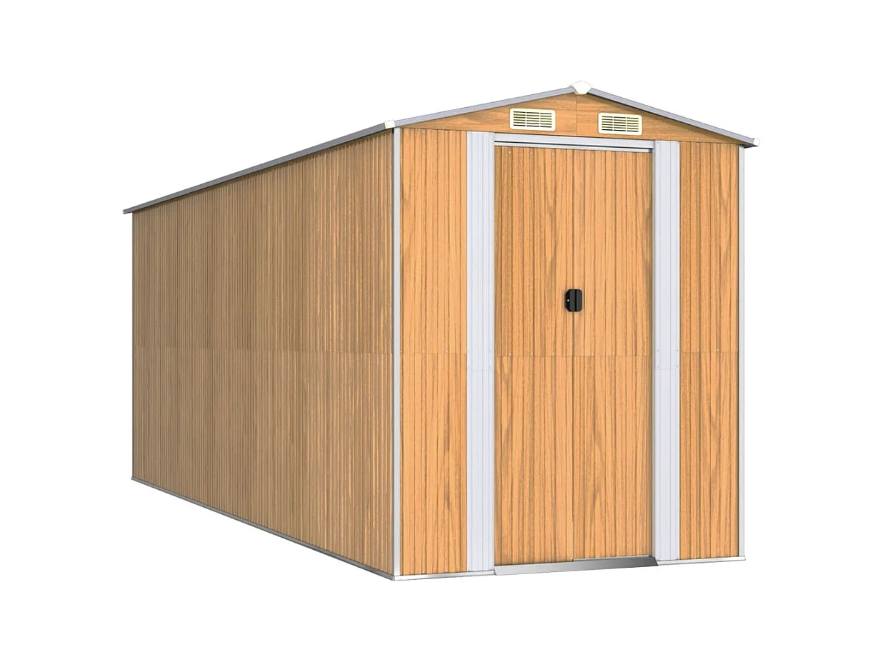 Garden Furniture -  Abri de jardin Marron clair 192x523x223 cm Acier galvanisé