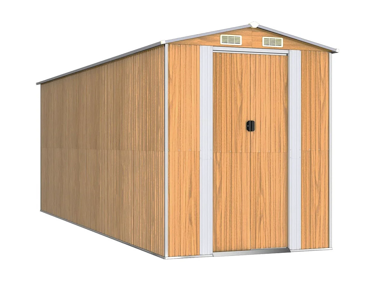 Garden Furniture -  Tuinschuur 192x523x223 cm gegalvaniseerd staal lichtbruin