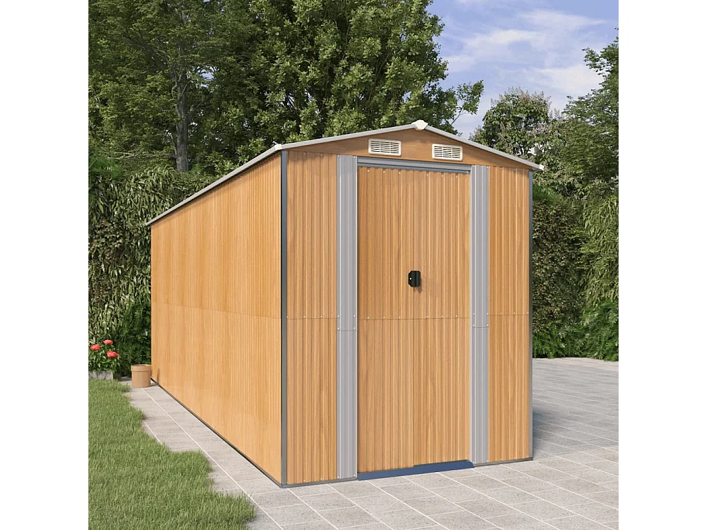 Garden Furniture -  Tuinschuur 192x523x223 cm gegalvaniseerd staal lichtbruin