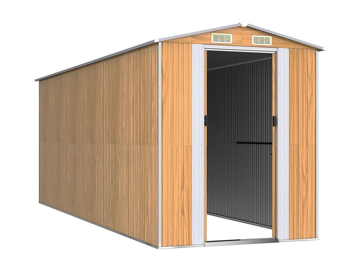 Garden Furniture -  Tuinschuur 192x523x223 cm gegalvaniseerd staal lichtbruin