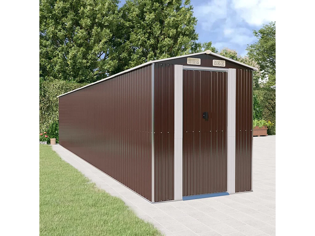 Garden Furniture -  Tuinschuur 192x1021x223 cm gegalvaniseerd staal donkerbruin