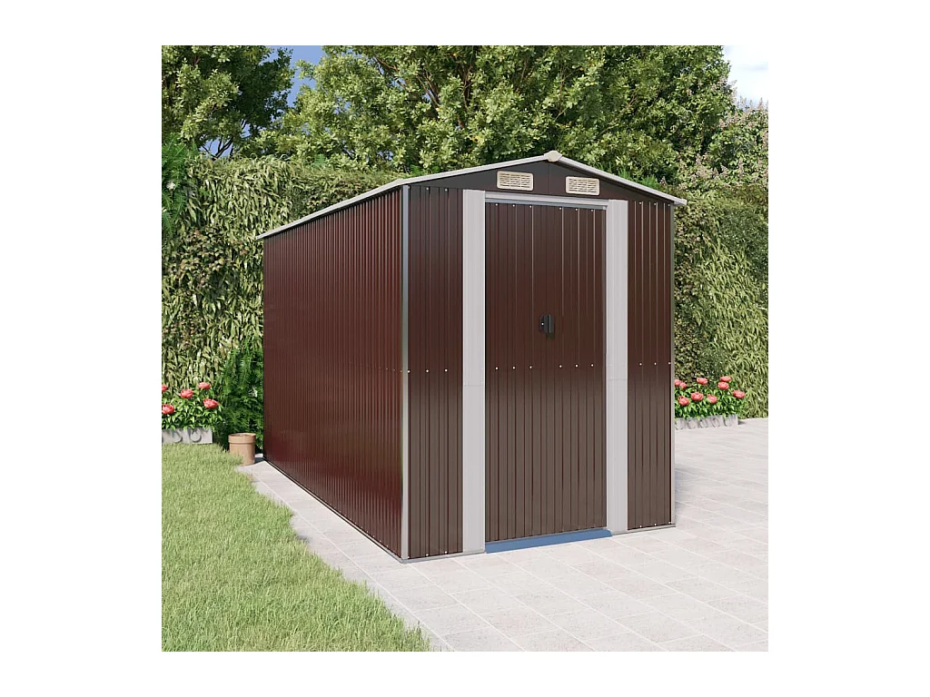 Garden Furniture -  Abri de jardin Marron foncé 192x357x223 cm Acier galvanisé