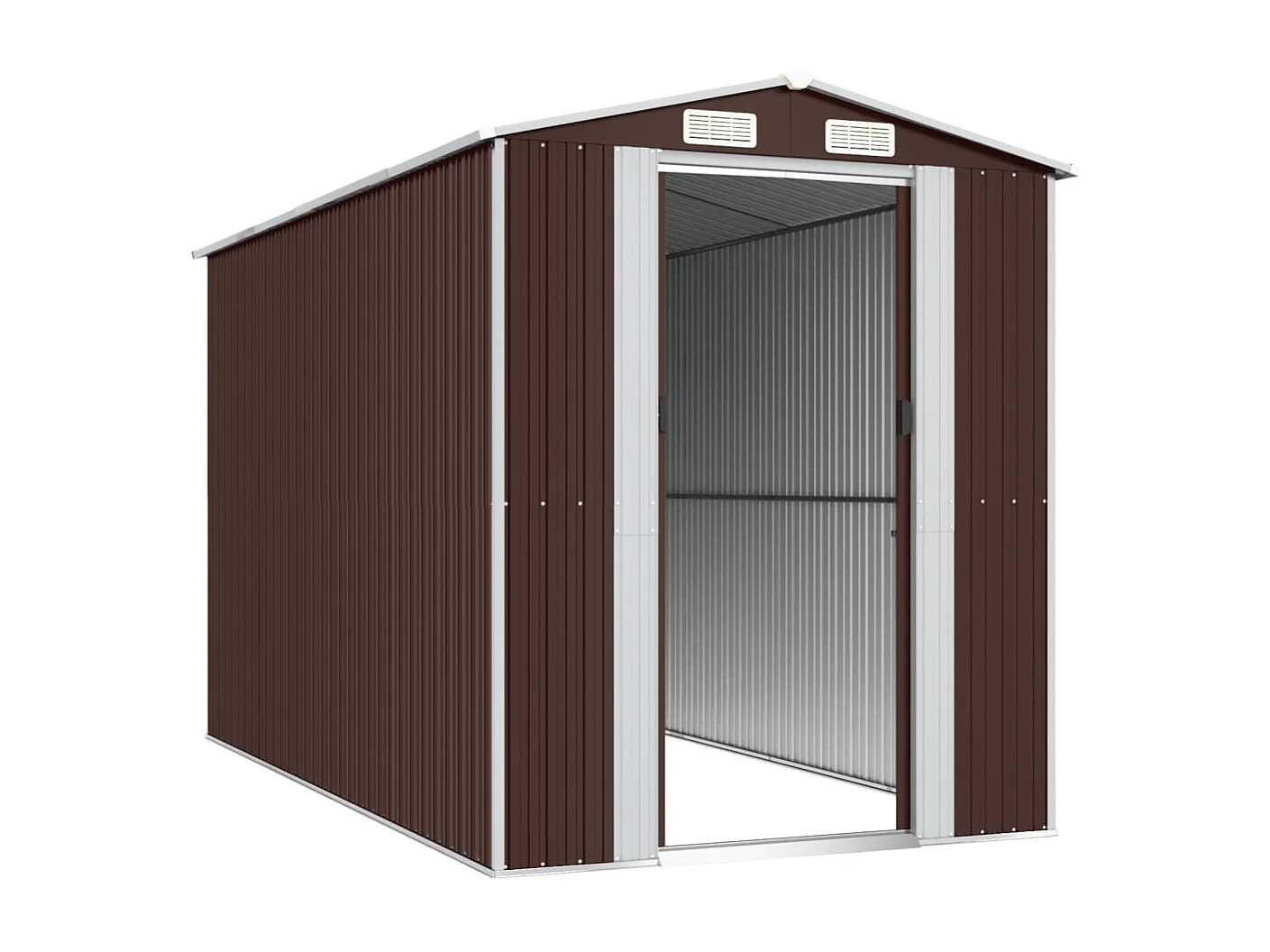 Garden Furniture -  Cobertizo jardín acero galvanizado marrón oscuro 192x357x223 cm