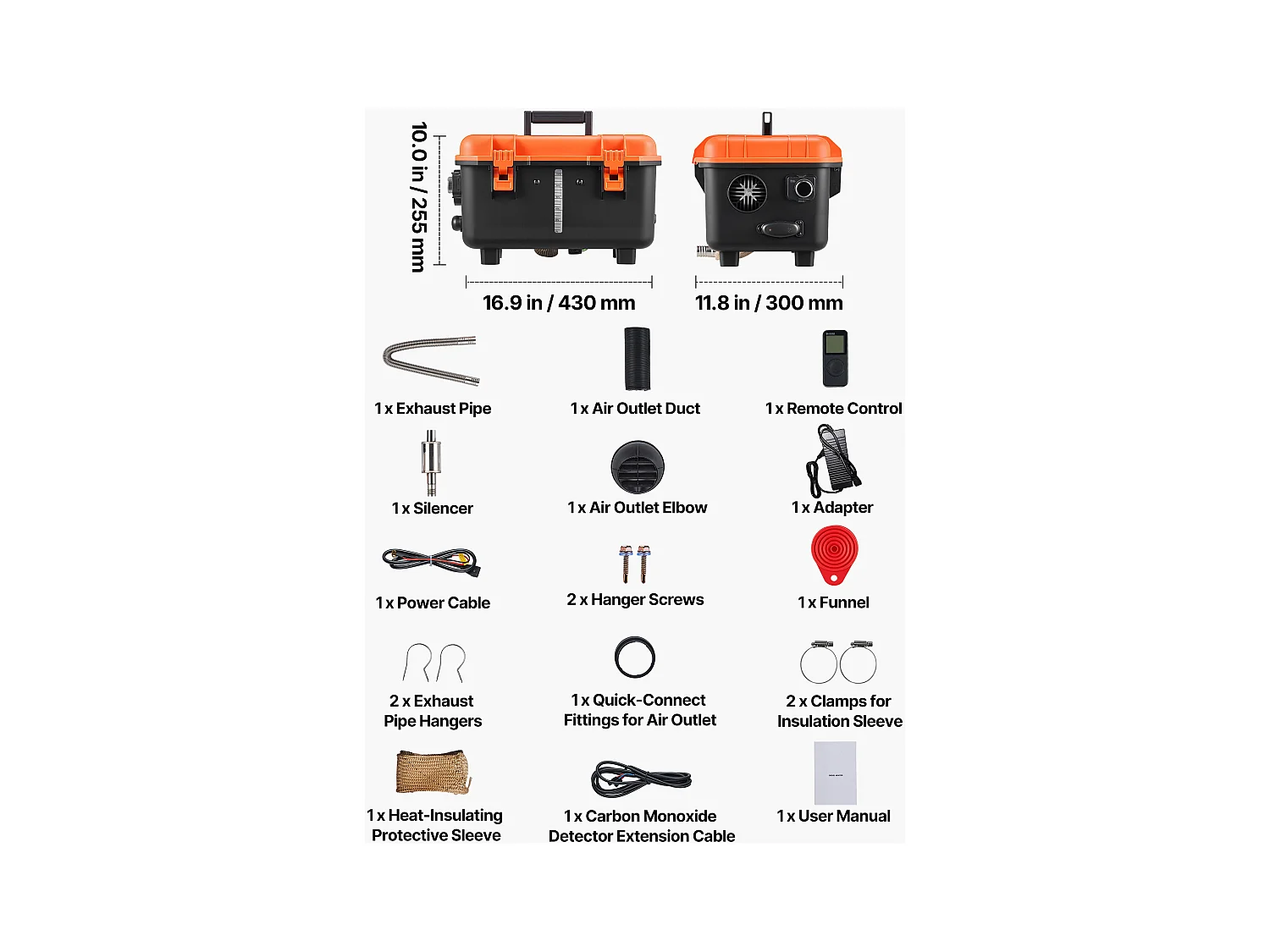 Dieselverwarmer SucceBuy 8 kW DC 12 V/24 V, Diesel Luchtverwarmer voor Stook, All-in-One Draagbaar, met Afstandsbediening en LCD-scherm, Tank van 4 L