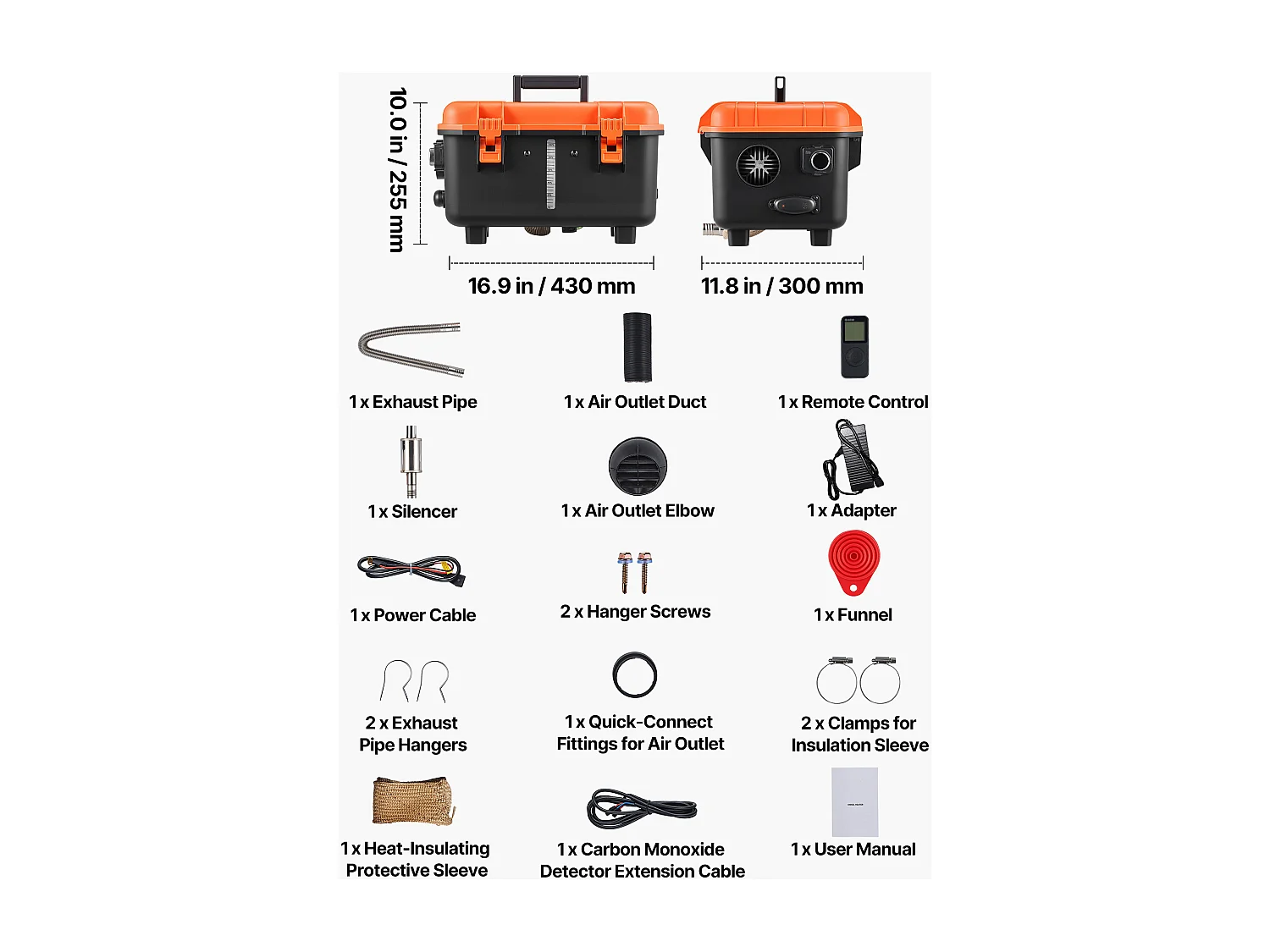 Chauffage Diesel SucceBuy 8 kW DC 12 V/24 V, Réchauffeur d'Air Diesel pour Stationnement, Tout-en-Un Portable, avec Télécommande et Écran LCD, Réservoir de 4 L