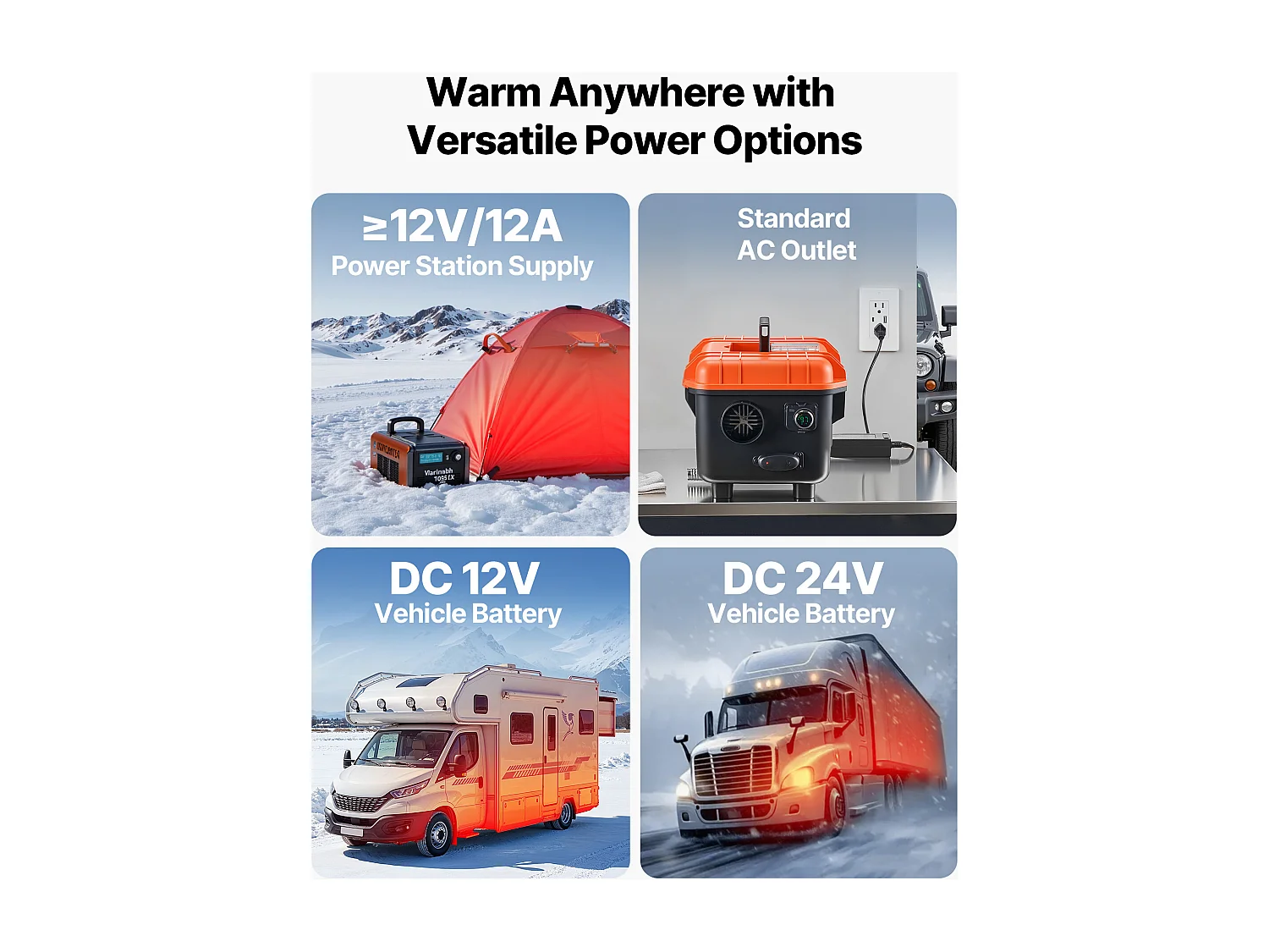 Chauffage Diesel SucceBuy 8 kW DC 12 V/24 V, Réchauffeur d'Air Diesel pour Stationnement, Tout-en-Un Portable, avec Télécommande et Écran LCD, Réservoir de 4 L