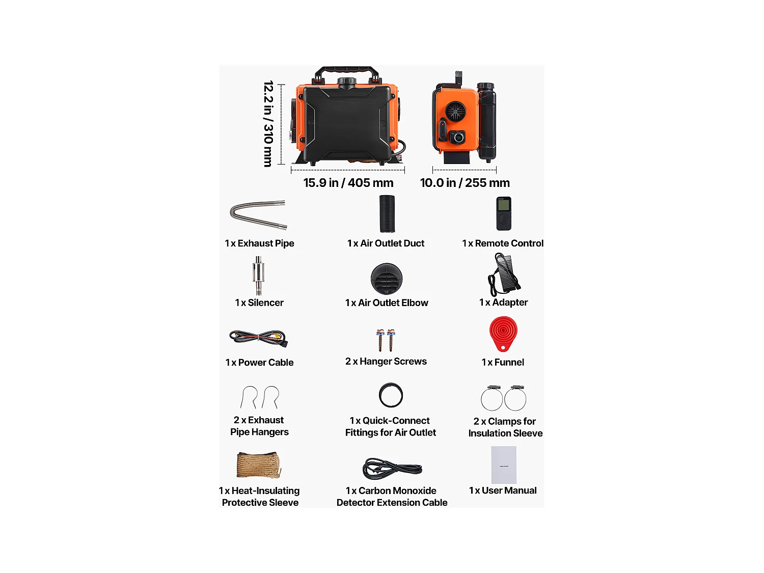 Dieselverwarmer SucceBuy 8 kW DC 12 V/24 V, Diesel Luchtverwarmer voor Stook, All-in-One Draagbaar, met Afstandsbediening en LCD-scherm