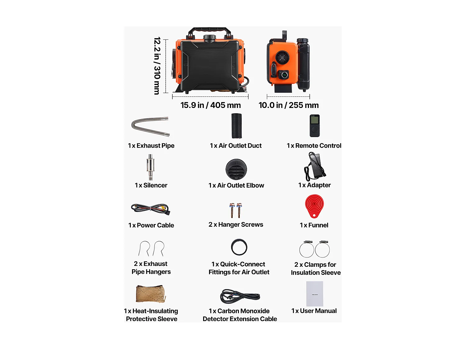 Chauffage Diesel SucceBuy 8 kW DC 12 V/24 V, Réchauffeur d'Air Diesel pour Stationnement, Tout-en-Un Portable, avec Télécommande et Écran LCD